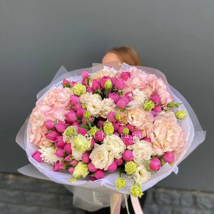  Букет  гортензий и Мисти в Владимире