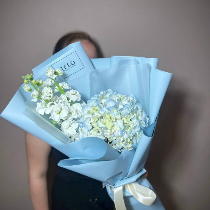 Гортензия голубая с маттиолой в Владимире