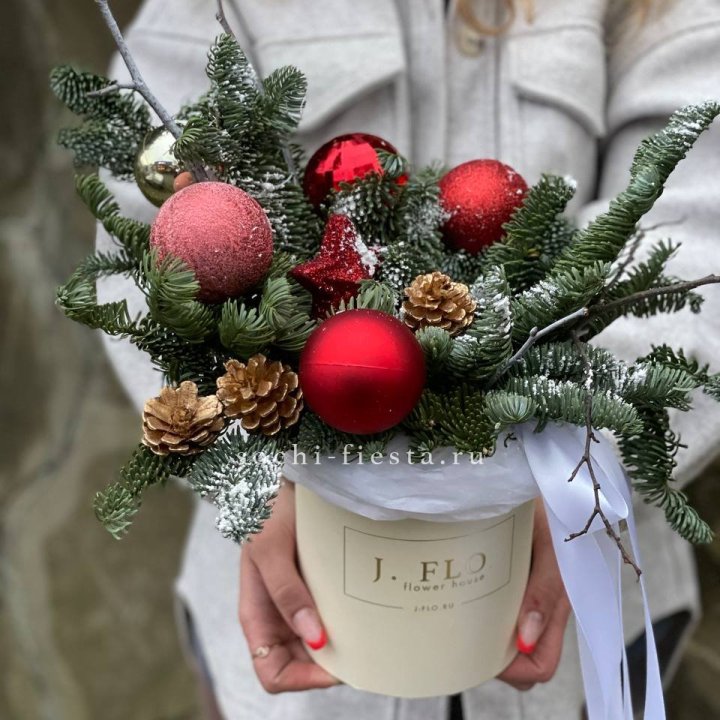 Новогодняя композиция в коробке ред в Владимире