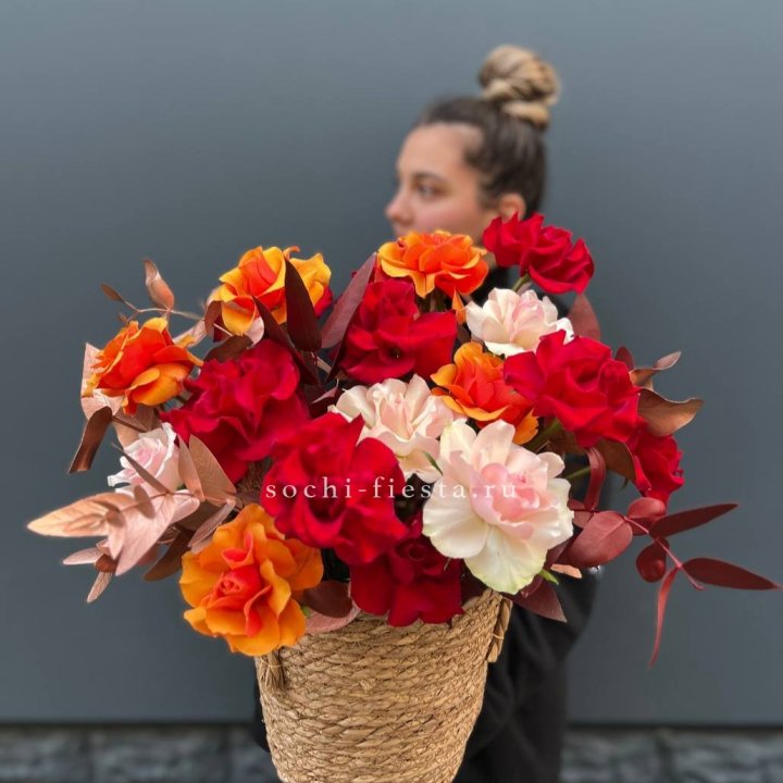 Авторский бокс "Роксана" в джутовом кашпо в Владимире