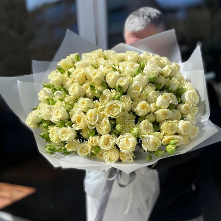 Белые кустовые розы 31 шт в Владимире