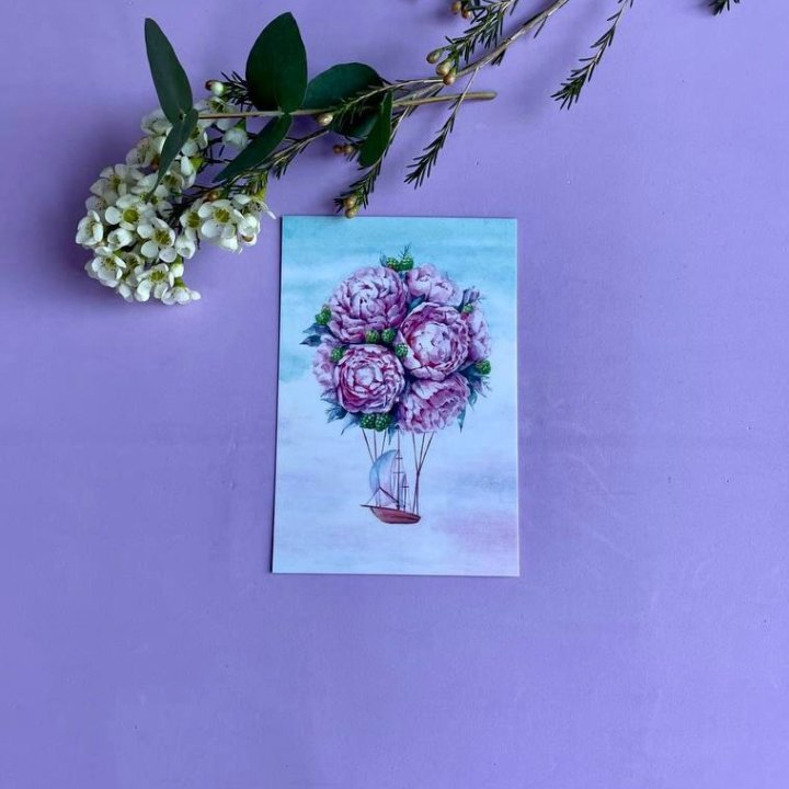 Открытка к букету "Пион" в Владимире