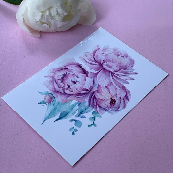 Открытка к букету "Пионы" в Владимире