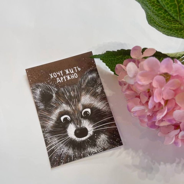 Открытка к букету "Енотик" в Владимире