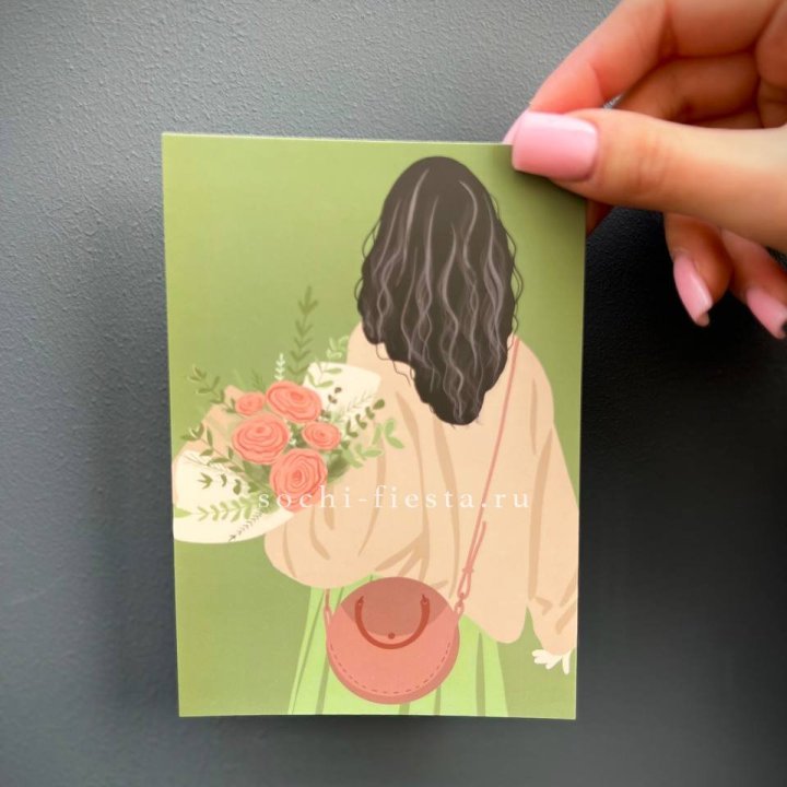 Открытка к букету "Потрясающая девушка" в Владимире