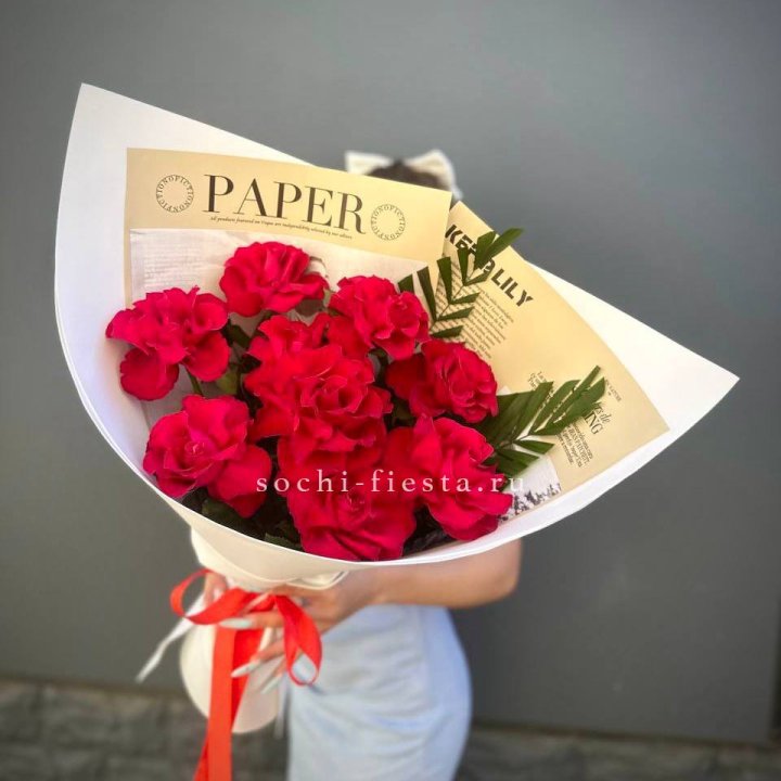 9 Красных французских роз Чико в Владимире