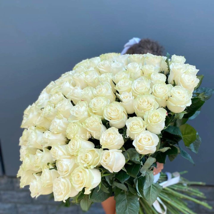 101 белая высокая роза в Владимире