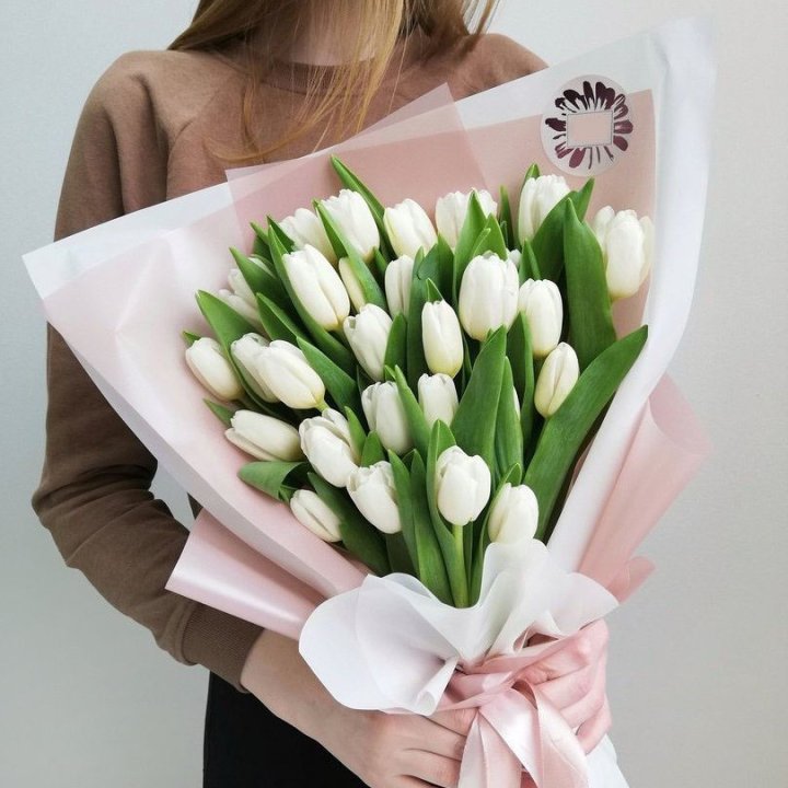 Букет белых тюльпанов "Моника" в Владимире