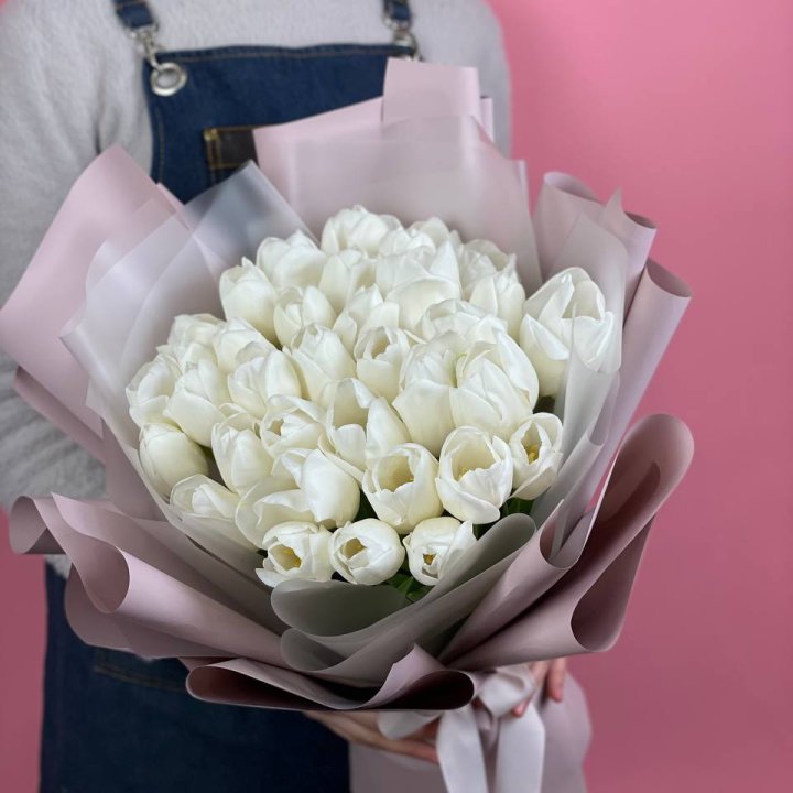 Букет белых тюльпанов "Пур-пур" в Владимире